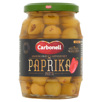 Carbonell Groene Olijven Gevuld met Paprika Pasta 350 g