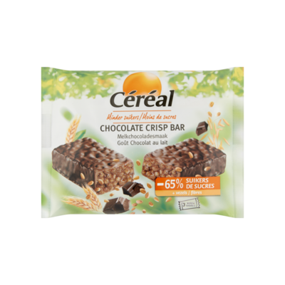 Céréal Minder Suikers Chocolate Crisp Bar Melkchocoladesmaak