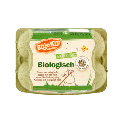 Blije Kip Biologische Eieren in Grasverpakking