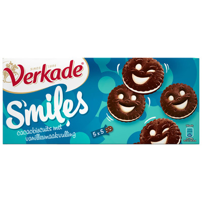 Verkade Smiles cacaobiscuits met vanillesmaak