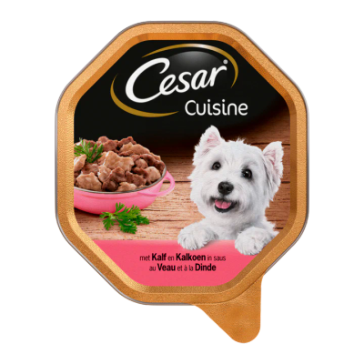 Cesar Hondenvoer Nat Cuisine Kalf & Kalkoen in Saus Kuipje