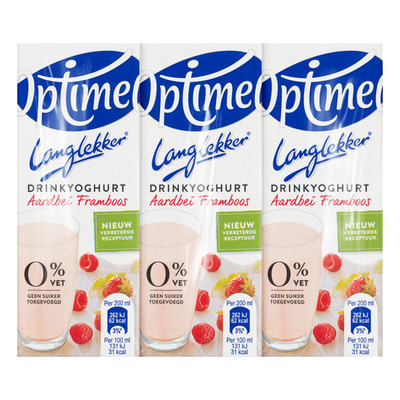 Optimel Langlekker drinkyoghurt aardbei framboos