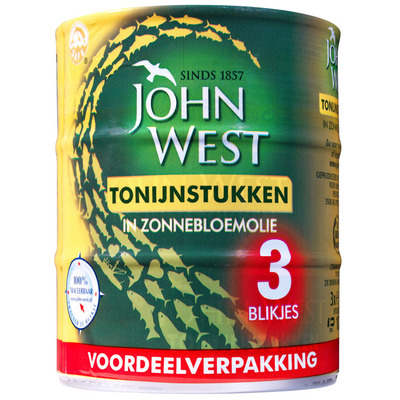 John West Tonijnstukken in zonnebloemolie