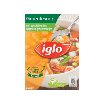 Iglo Groentesoep met Sperzieboontjes, Wortel en Gehaktballetjes