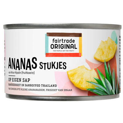 Fairtrade Original Ananas stukjes op eigen sap