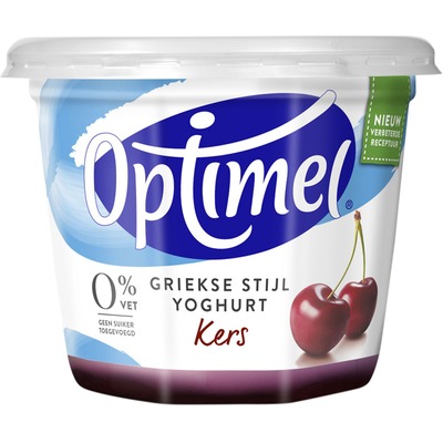 Optimel Magere griekse stijl yoghurt kers 0% vet