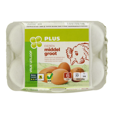 Huismerk Vrije uitloopeieren middel 6 stuks
