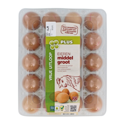 PLUS Vrije uitloopeieren middel 20 stuks