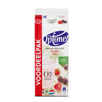 Optimel Drinkyoghurt aardbei kers