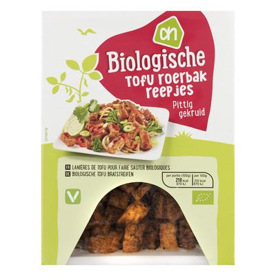 Huismerk Biologisch Tofu roerbakreepjes pittig gekruid