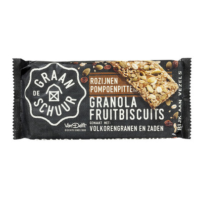 De Graanschuur Granola fruitbiscuit rozijnen pompoenpit