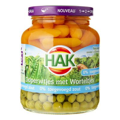 Hak Doperwtjes met worteltjes 0% zout