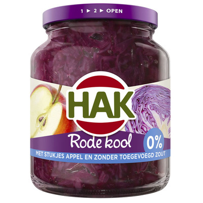 Hak Rode kool met stukjes appel 0% zout