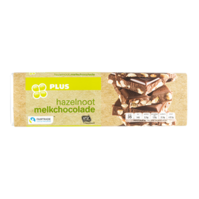 Huismerk Chocoladereep Melk Hazelnoot Fairtrade