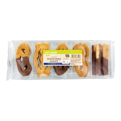 Huismerk Koekjes assorti bladerdeeg choco