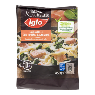 Iglo Roerbak tagliatelle met zalm spinazie