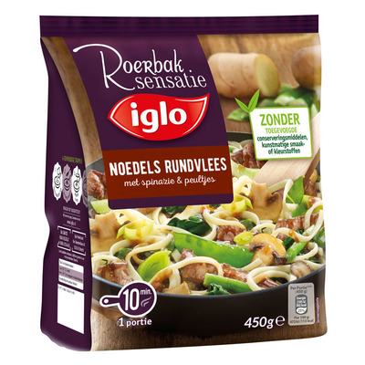Iglo Roerbaksensatie noedels rundvlees