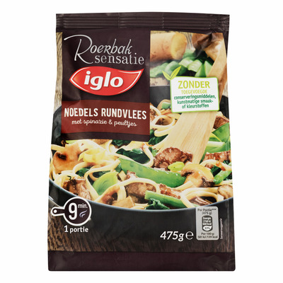 Iglo Roerbaksensatie noedels rundvlees