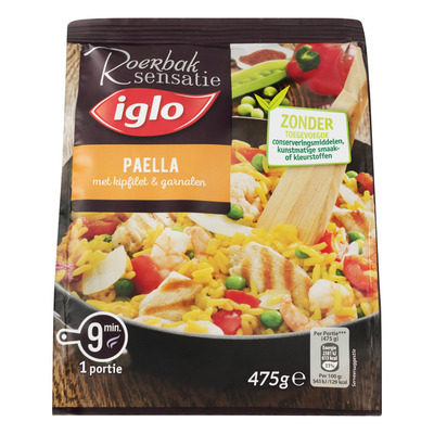 Iglo Roerbaksensatie paella kipfilet garnalen