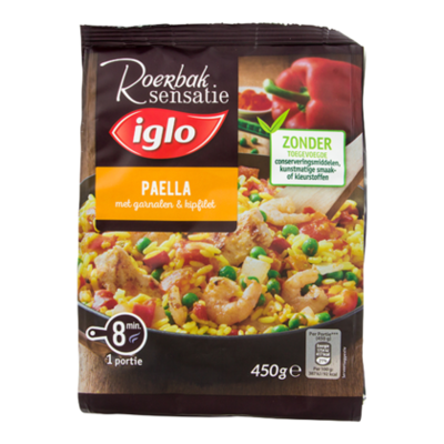 Iglo Iglo Roerbaksensatie Sp. paella 450 gr