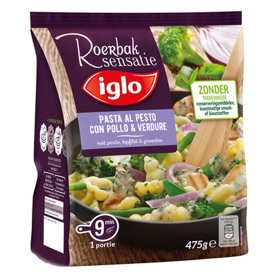 Iglo Roerbaksensatie pasta kip pesto groenten