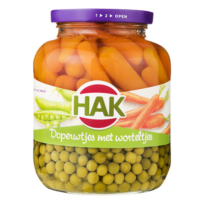 Hak Doperwtjes met worteltjes