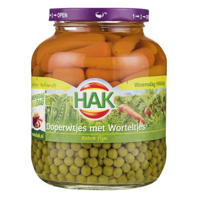 Hak Doperwtjes met worteltjes