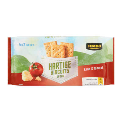 Huismerk Hartige Biscuits op Zak Kaas & Tomaat 4 x 3 Stuks