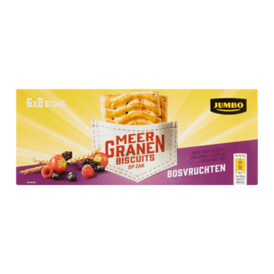 Huismerk Meergranen Biscuits op Zak Bosvruchten 6 x 2 Stuks