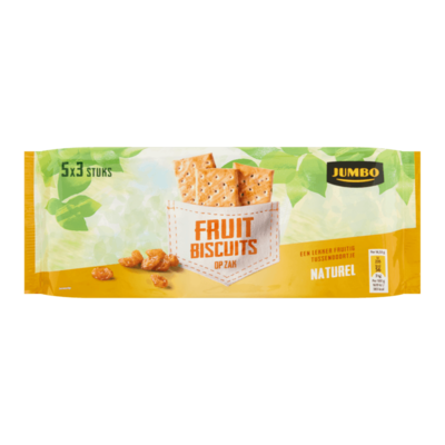 Huismerk Fruit Biscuits op Zak Naturel 5 x 3 Stuks