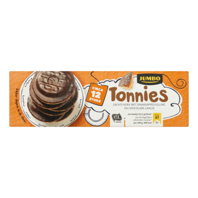 Huismerk Tonnies Zachte Koek met Sinaasappelvulling en Chocolade Laagje Circa 12 Stuks