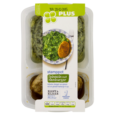 PLUS Stamppot spinazie kruidige hamburger