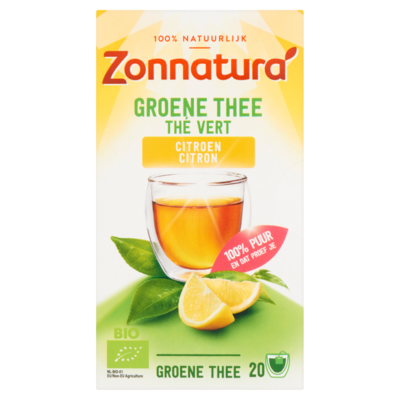 Zonnatura Groene Thee Citroen 20 Zakjes 30 g