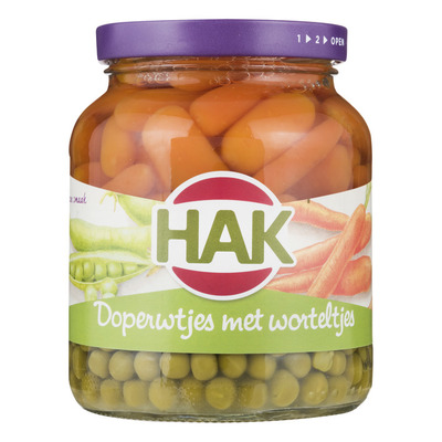 Hak Doperwtjes met worteltjes