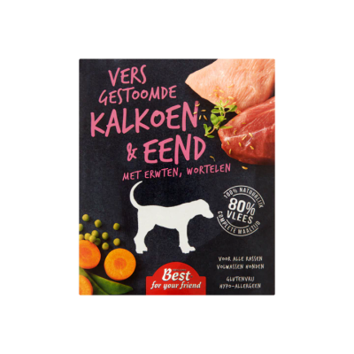 Best for Your Friend Vers Gestoomde Kalkoen & Eend met Erwten, Wortelen
