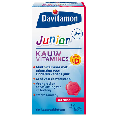 Davitamon Junior kauwvitamines aardbei 2+