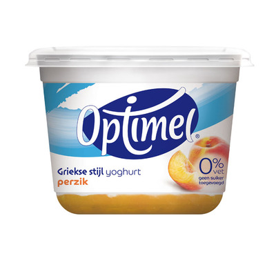 Optimel Griekse stijl yoghurt 0% vet perzik