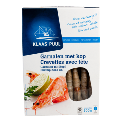 Klaas Puul Garnalen met kop