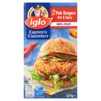 Iglo Fish Burgers Hot & Spicy 2 Stuks 227 g