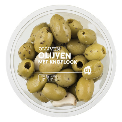 AH Groene olijven met knoflook