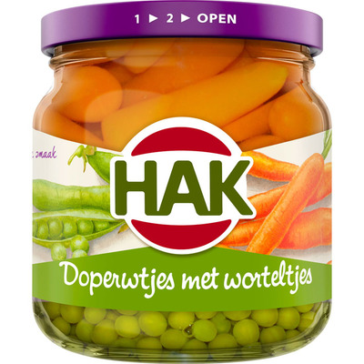 Hak Doperwtjes met worteltjes