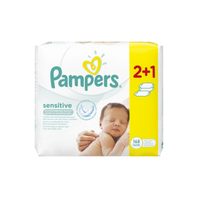 Pampers Sensitive Babydoekjes 3 Verpakkingen = 168 Doekjes