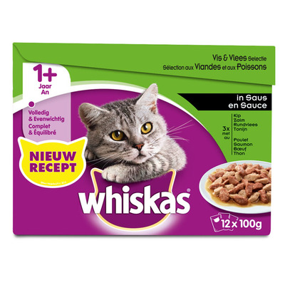 Whiskas Adult vlees en vis selectie in saus