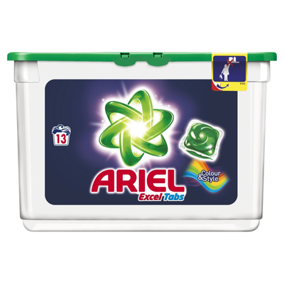 Ariel Excel Tabs Kleur & Stijl Wasmiddel Capsules 13 Wasbeurten