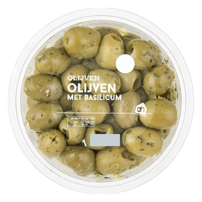 AH Groene olijven met basilicum