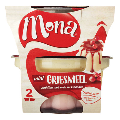 Mona Pudding griesmeel rode bessensaus duo