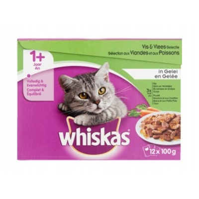 Whiskas Multipak vlees vis gelei 1+ 12-pak