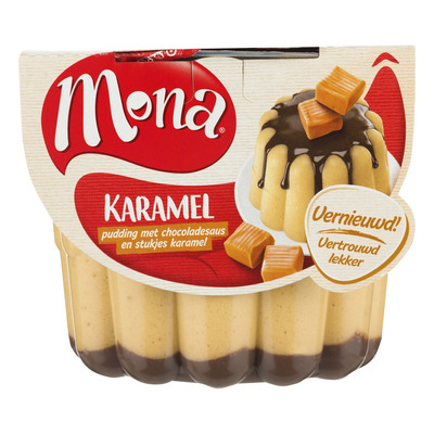 Mona Karamelpudding met chocoladesaus