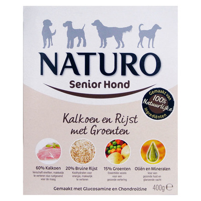Naturo Kalkoen en rijst voor de senior hond