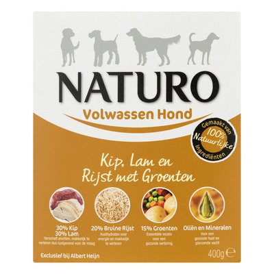 Naturo Kip, lam en rijst voor de hond
